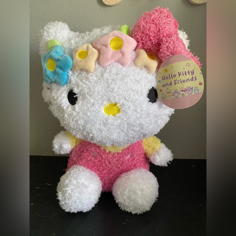 Hello Kitty LIMITED EDITION White and Pink Stuffed Animal Plush 16”
